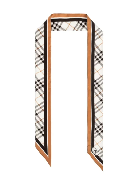 Fular Burberry de mătase în carouri alb
