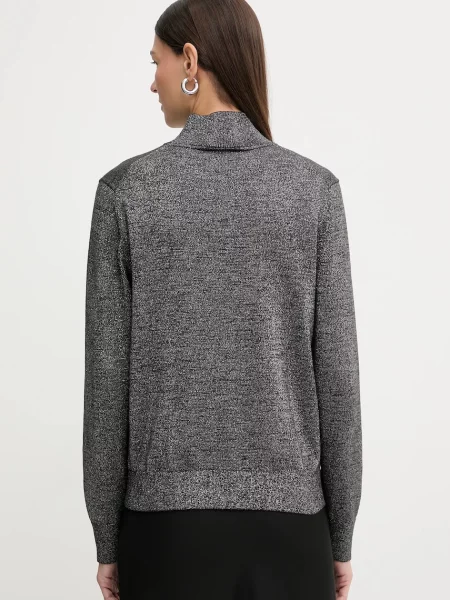Svetr s příměsí vlny Calvin Klein s pologolfem šedá
