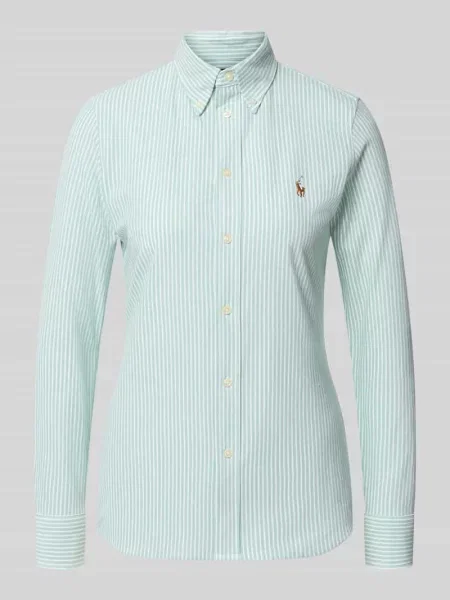 Bluzka o kroju slim fit z kołnierzykiem typu button down Polo Ralph Lauren zielona