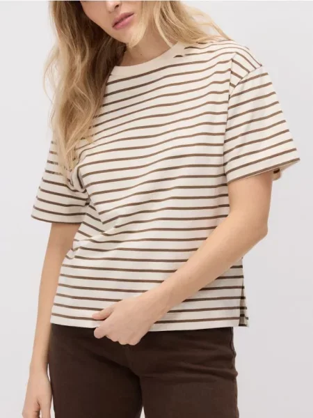 Reserved Tricou din în dungi galben-pal galben