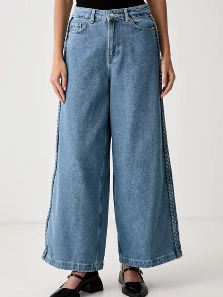 Never Fully Dressed blugi wide leg pentru femei albastru