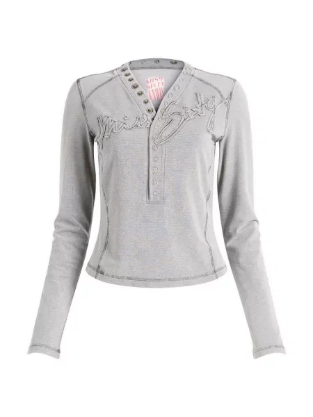 Top Miss Sixty z długim rękawem retro czarny