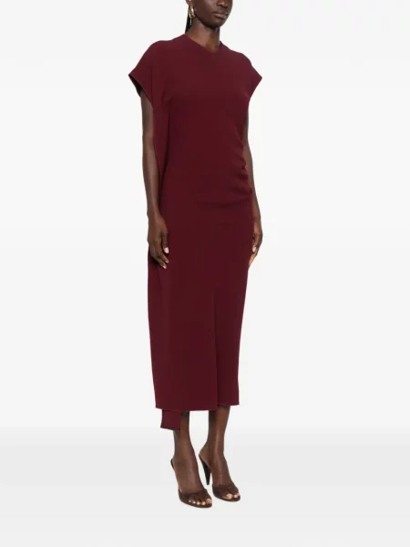 Rochie midi Victoria Beckham asimetrică drapată roșu