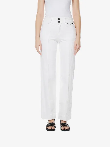 KOROSHI Pantaloni cu cute denim alb