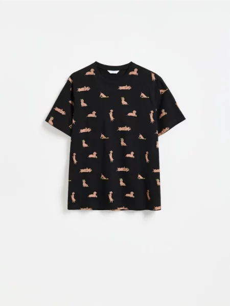 Reserved Tricou regular fit negru