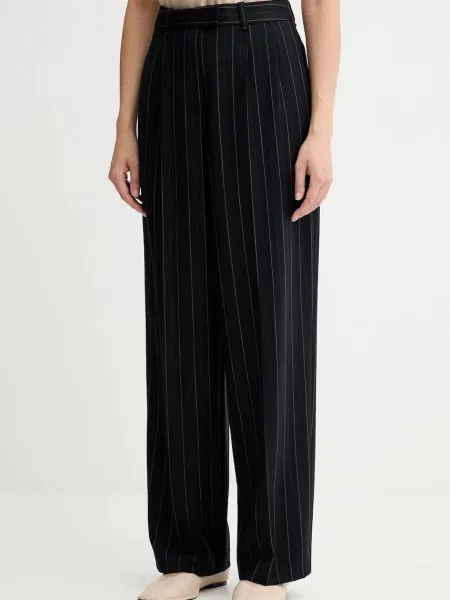 Rag & Bone pantaloni cu lână bleumarin drept high waist