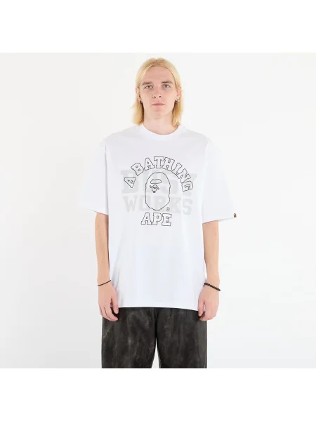 Tricou A BATHING APE College Relaxed Fit Tee 1 White M alb