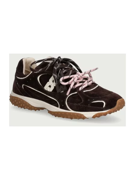 Sneakersy Nokwol skórzane brązowe