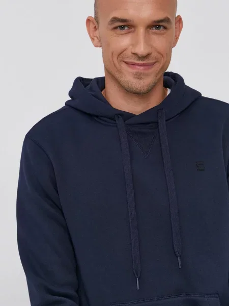 Dukserica G-Star Raw za muškarce tamno s kapuljačom glatka plava