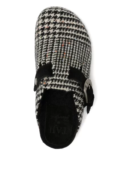 Papuci tip mules Taji din tweed negru