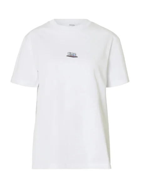 SELECTED Tricou SLFCOLWOMAN maro deschis / negru alb