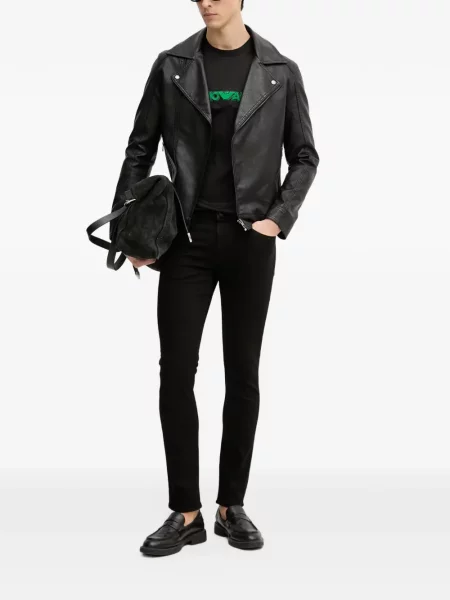 Skinny jeansy skinny Emporio Armani z logo czarne