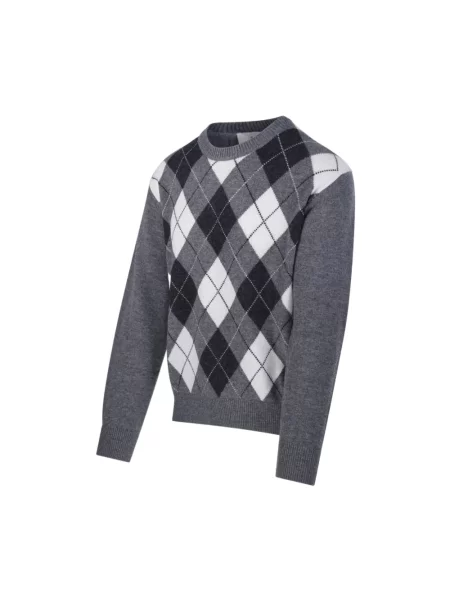 Sweter Dunst wełniany z wzorem argyle szary