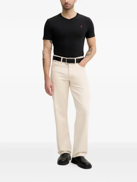 Polo majica Polo Ralph Lauren s V-izrezom s autogramom crna
