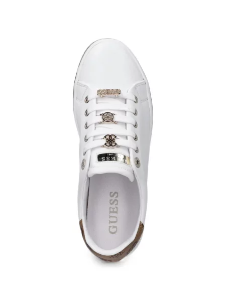 Fűzős csipkés sneaker Guess autogrammal fehér