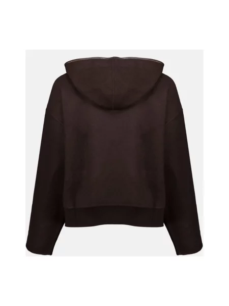 Bluza z kapturem Max Mara wełniana z kapturem brązowa