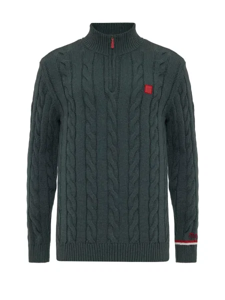 Moxx Paris Pulover verde petrol / roșu alb