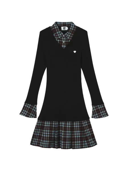 Rochie Izzue în carouri negru