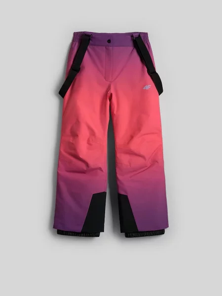 4F WINTER ADVENTURE Spodnie narciarskie na szelkach dziewczęce snowboard różowe