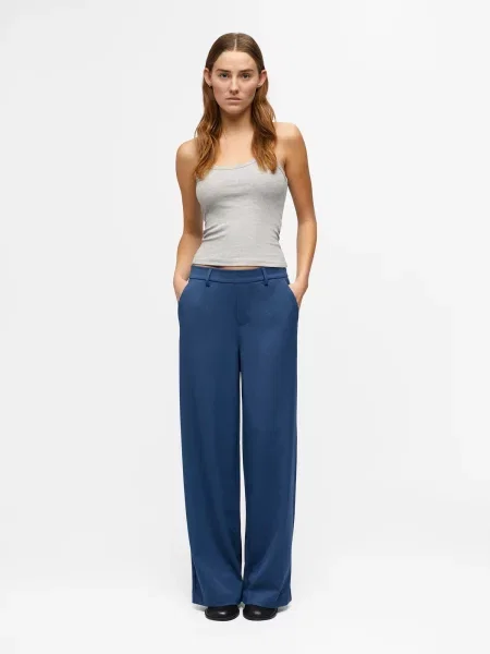 OBJECT Pantaloni cutați LISA fumuriu albastru