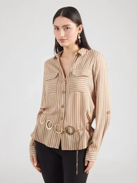 VERO MODA Bluză VMBUMPY bej închis alb