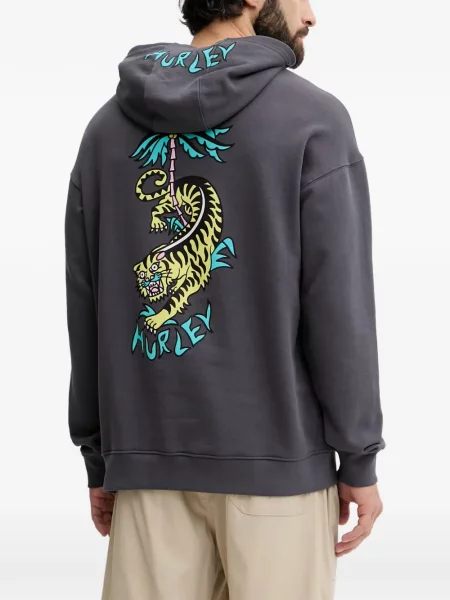 Hoodie Hurley με σχέδιο με ρίγες τίγρη γκρι