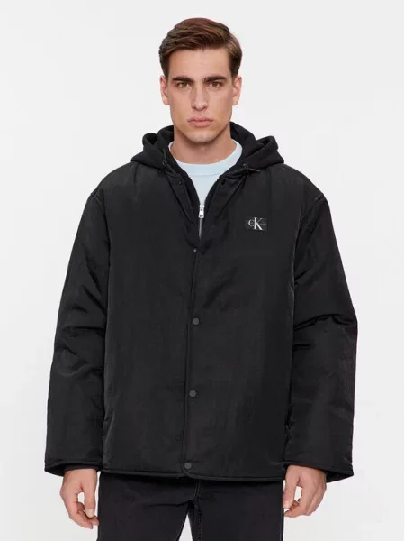 Calvin Klein Jeans Преходно яке Skater Hooded Jacket черен