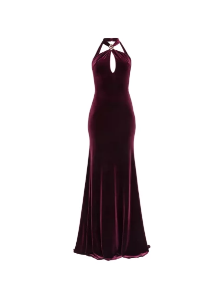 Rochie maxi Nissa de catifea roșu