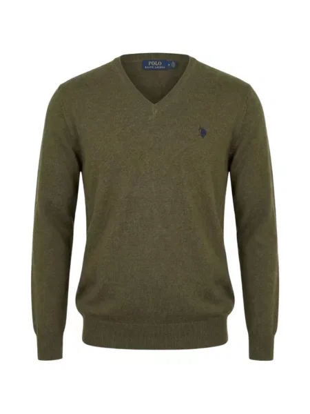 Pulover U.s. Polo Assn. cu decolteu în V verde