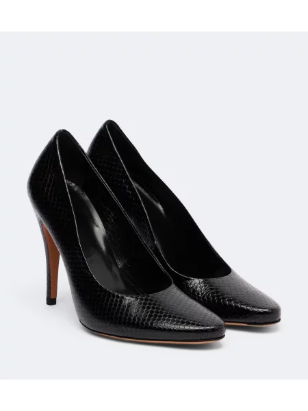 Pantofi cu toc Jude din piele cu model piele de șarpe negru