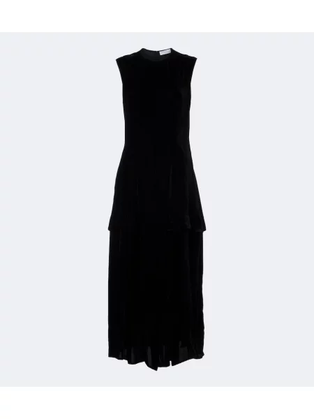 Zamatové midi šaty Stella Mccartney čierna