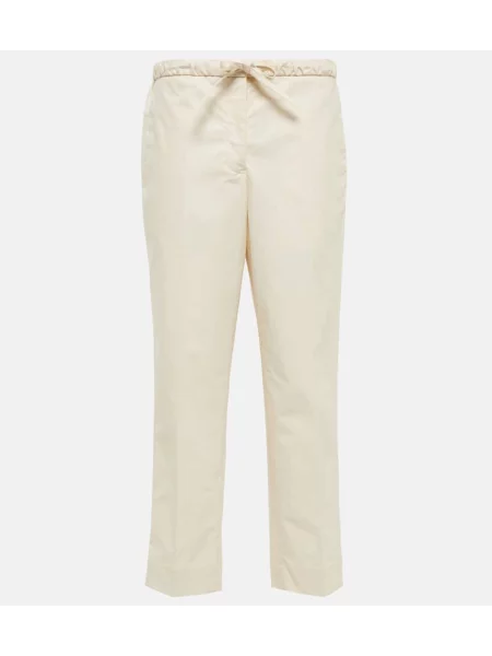 Pantaloni Jil Sander cu talie înaltă alb