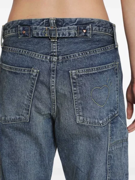 Дънки straight leg Human Made със сърца синьо