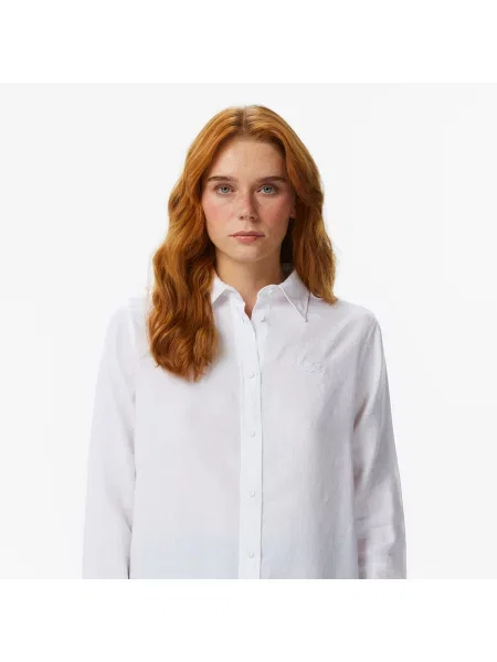 Lacoste Lniana Koszula Relaxed Fit biała