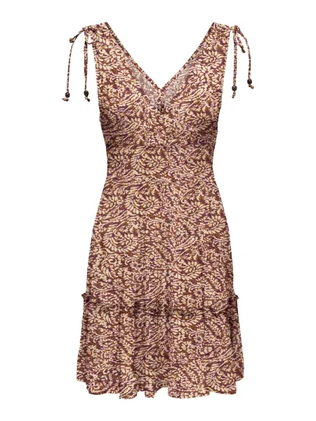ONLY Rochie de vară ONLFernanda crem / coniac / rubiniu maro