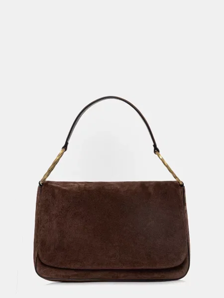 Twinset geantă de mână din piele întoarsă maro