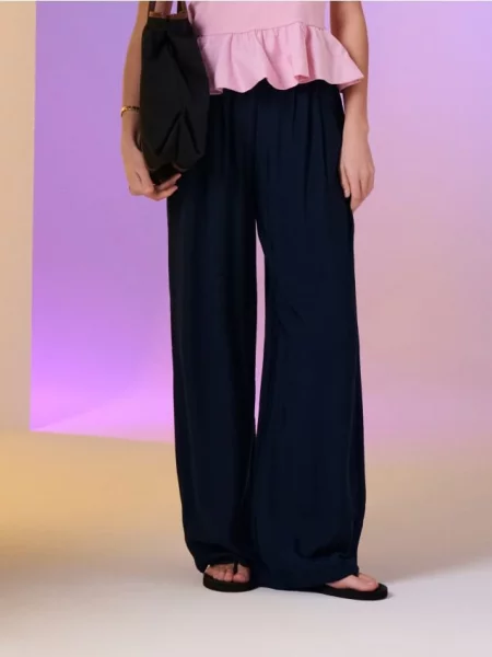 Штани широкого крою темно-синій сині