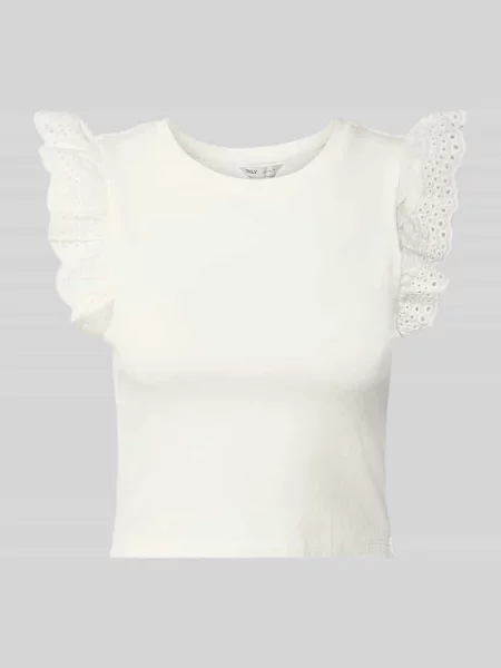 T-shirt o kroju slim fit z mieszanki bawełny model MATHILDA' Only biała