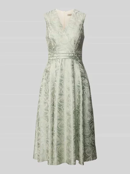 Sukienka midi w kroju regular fit z kwiatowymi haftami na całej powierzchni Rinascimento
