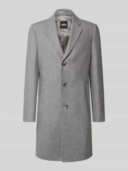 Płaszcz wełniany o kroju regular fit ze wzorem na całej powierzchni model Boss