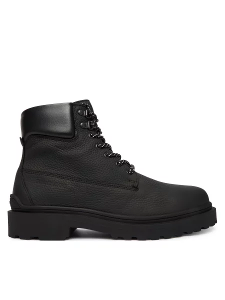 Gležnjarji Tommy Jeans Tjm Lace Up Boot Leather črna