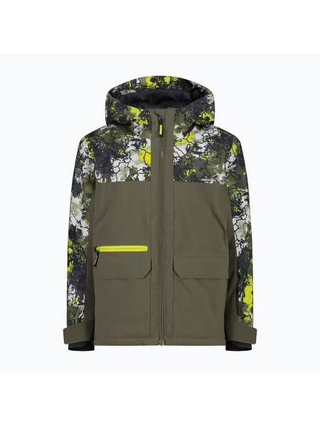 Geacă de schi pentru copii CMP Fix Hood olive/acido măslin
