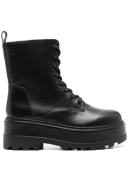 Botine Calvin Klein Jeans din piele cu platformă negru