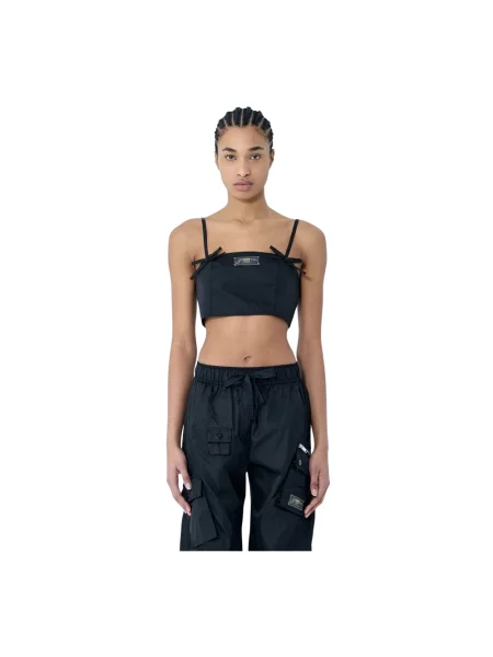 Bluzka Ganni z kokardką na ramiączkach czarna