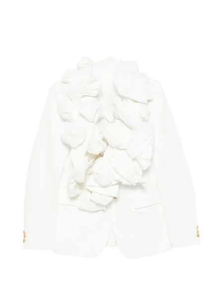 Яке Comme Des Garçons Homme Plus на цветя с волани бяло