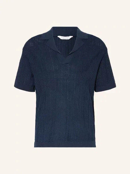 Calvin Klein Úpletová Polokošile tmavě modrá