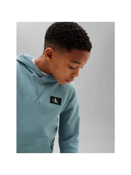 Mikina s kapucňou Calvin Klein Jeans modrá