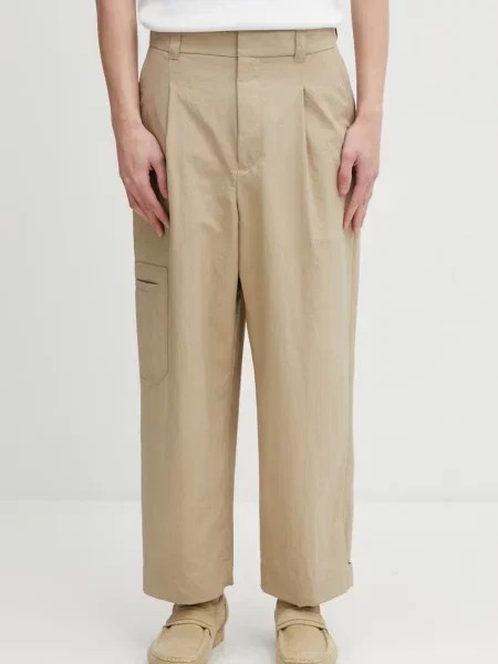 Kalhoty Maison Kitsuné béžové