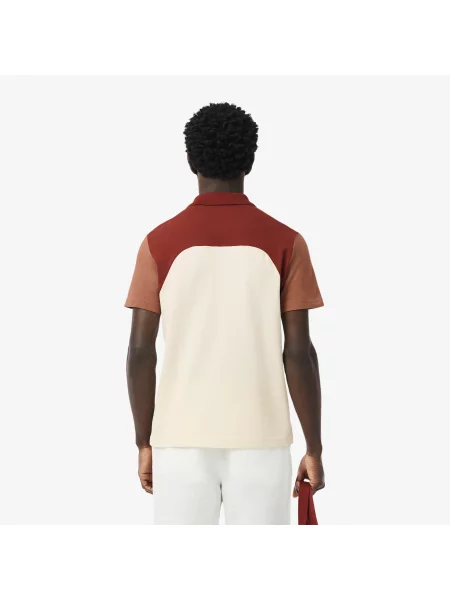 Lacoste Koszulka Polo Regular Fit Colour-Block beżowa
