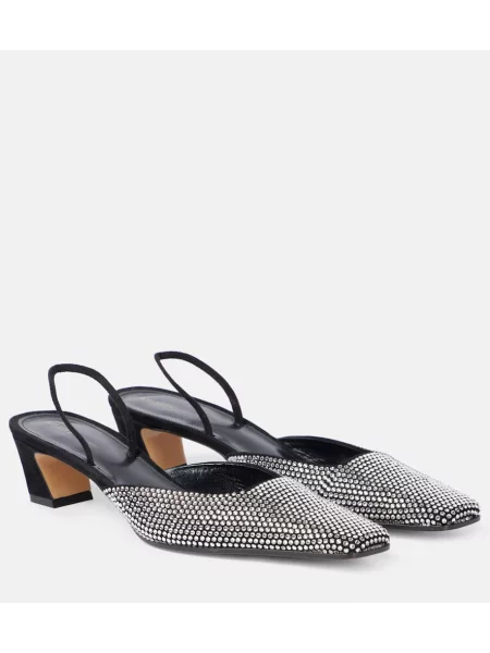 Pantofi cu toc Khaite din piele slingback negru